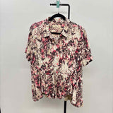 Seams by Sarah Women's Size M Brown Abstract Short Sleeve Shirt