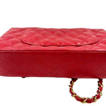 Bottom CHANEL Red Lambskin Leather MEDIUM CLASSIC DOUBLE FLAP Bag Purse