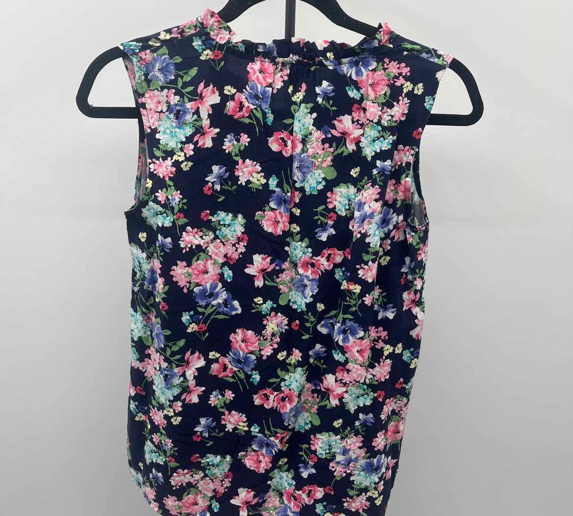 Talbots Women's Size XSP Navy Floral Sleeveless Shirt