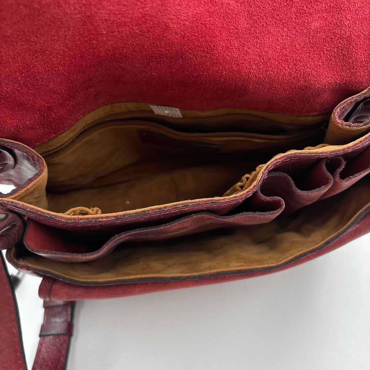 Interior PATRICIA NASH Distressed Red Leather LUCIANA MEDALLION Saddle Bag Crossbody Purse