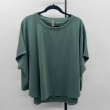 Mono b Women's Size S Green Ribbed Short Sleeve Shirt