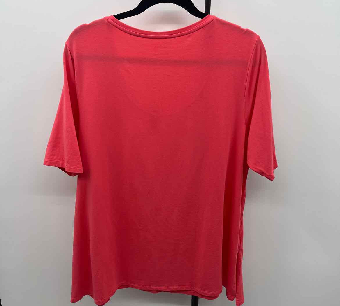 Chico's Women's Size XL Fuschia Floral Short Sleeve Shirt