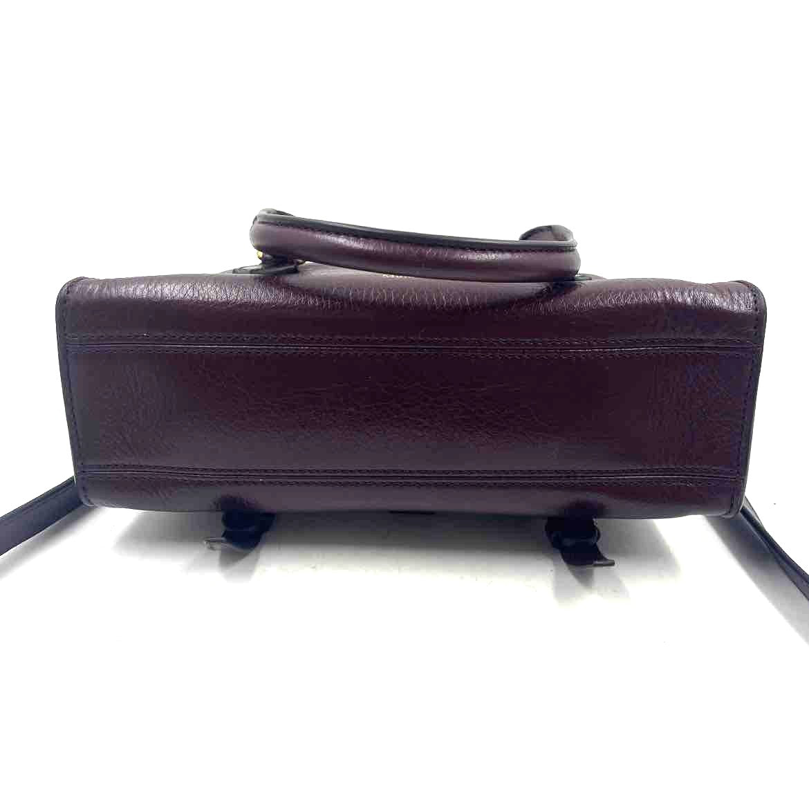 Bottom MULBERRY Oxblood Pebble Leather MINI ROXANNE Handled Satchel Purse w/Crossbody Strap