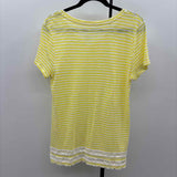 Talbots Women's Size M Yellow Stripe Short Sleeve Shirt