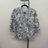 JM Collection Women's Size MP Blue Floral Long Sleeve Shirt