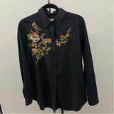 Chico's Women's Size M Black Floral Long Sleeve Shirt