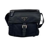 PRADA Black Nylon TESSUTO Messenger Crossbody w/Buckle Flap Front