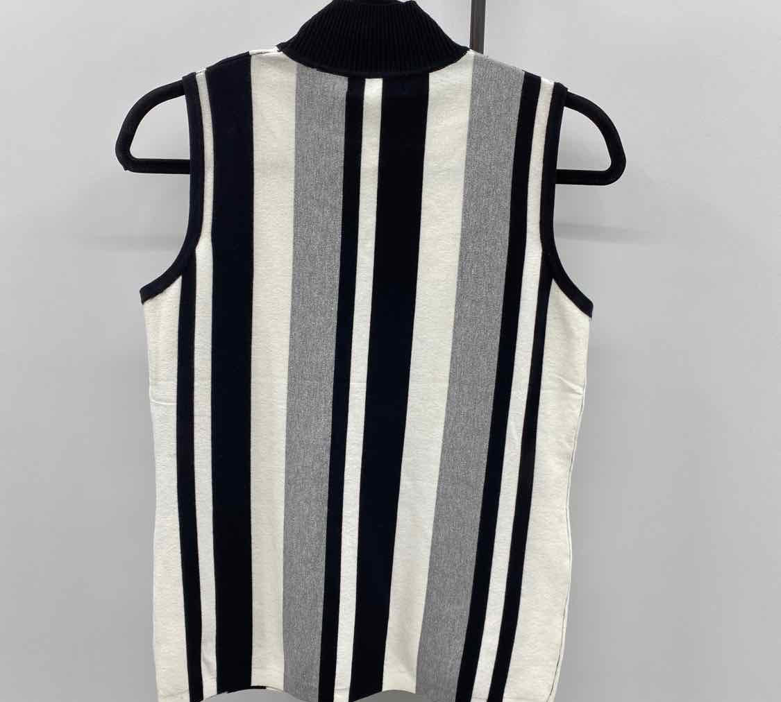 Tahari Women's Size S Black Stripe Sleeveless Shirt