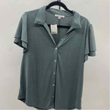 Green Envelope Women's Size XL Green Solid Short Sleeve Shirt