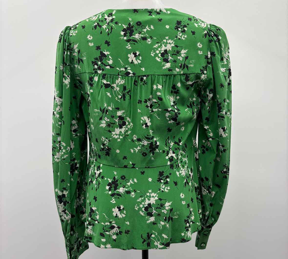 Veronica Beard Women's Size 2 Green Floral Long Sleeve Shirt