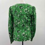 Veronica Beard Women's Size 2 Green Floral Long Sleeve Shirt