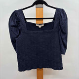 Loft Women's Size XL Navy Eyelet Long Sleeve Shirt