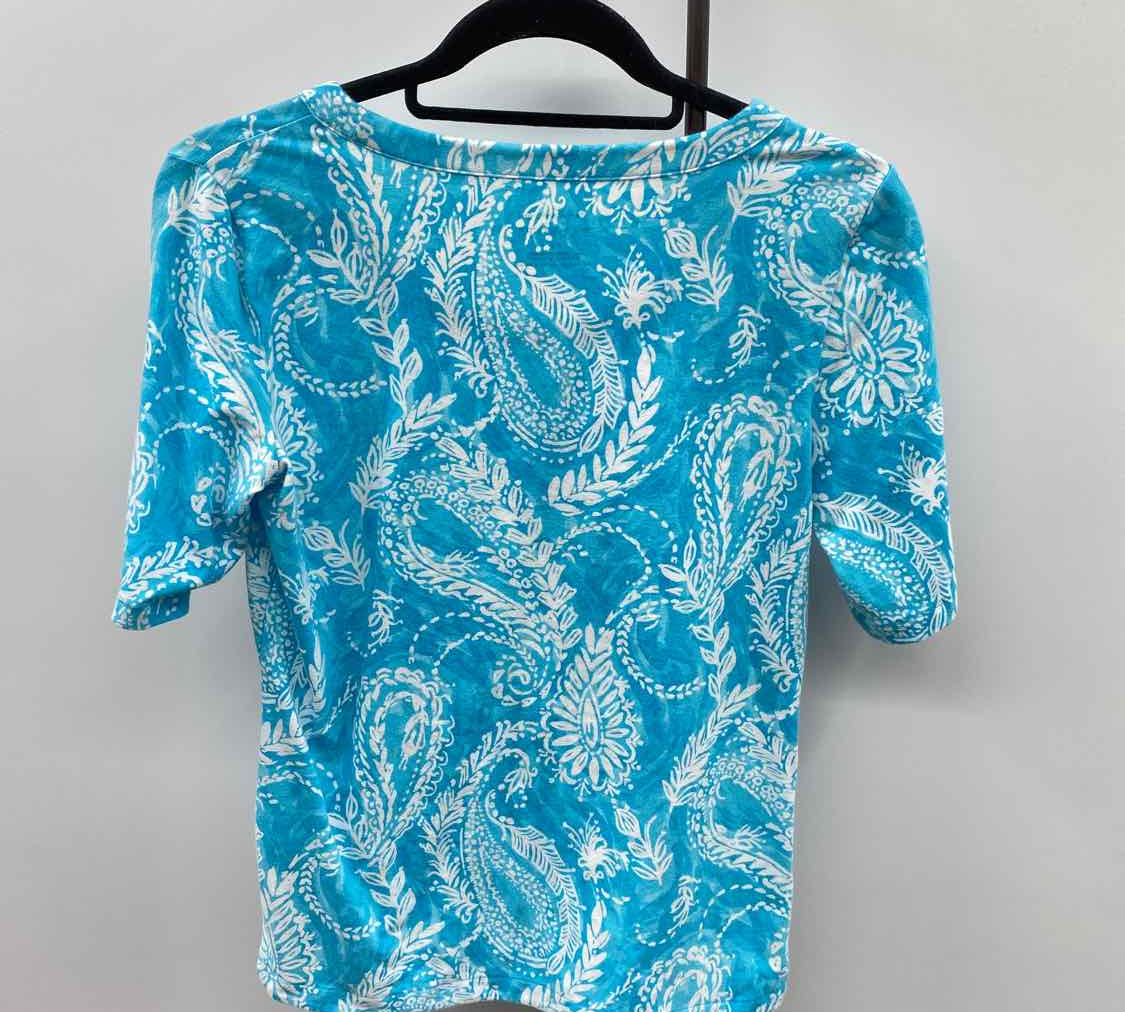 Talbots Women's Size S Turquoise Paisley Short Sleeve Shirt