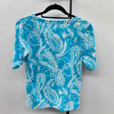 Talbots Women's Size S Turquoise Paisley Short Sleeve Shirt