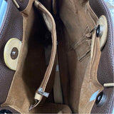 Interior MIU MIU Brown Pebbled Leather Handled Tote Bag Purse
