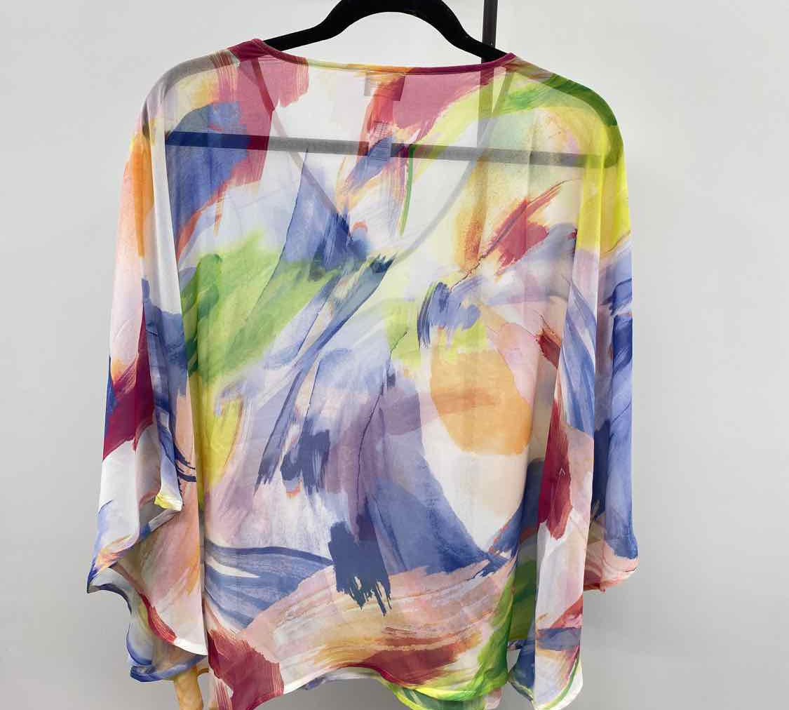 Chico's Women's Size L/XL Multi-Color Abstract Short Sleeve Shirt