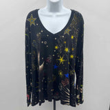 Johnny Was Women's Size L Black Celestial Long Sleeve Shirt