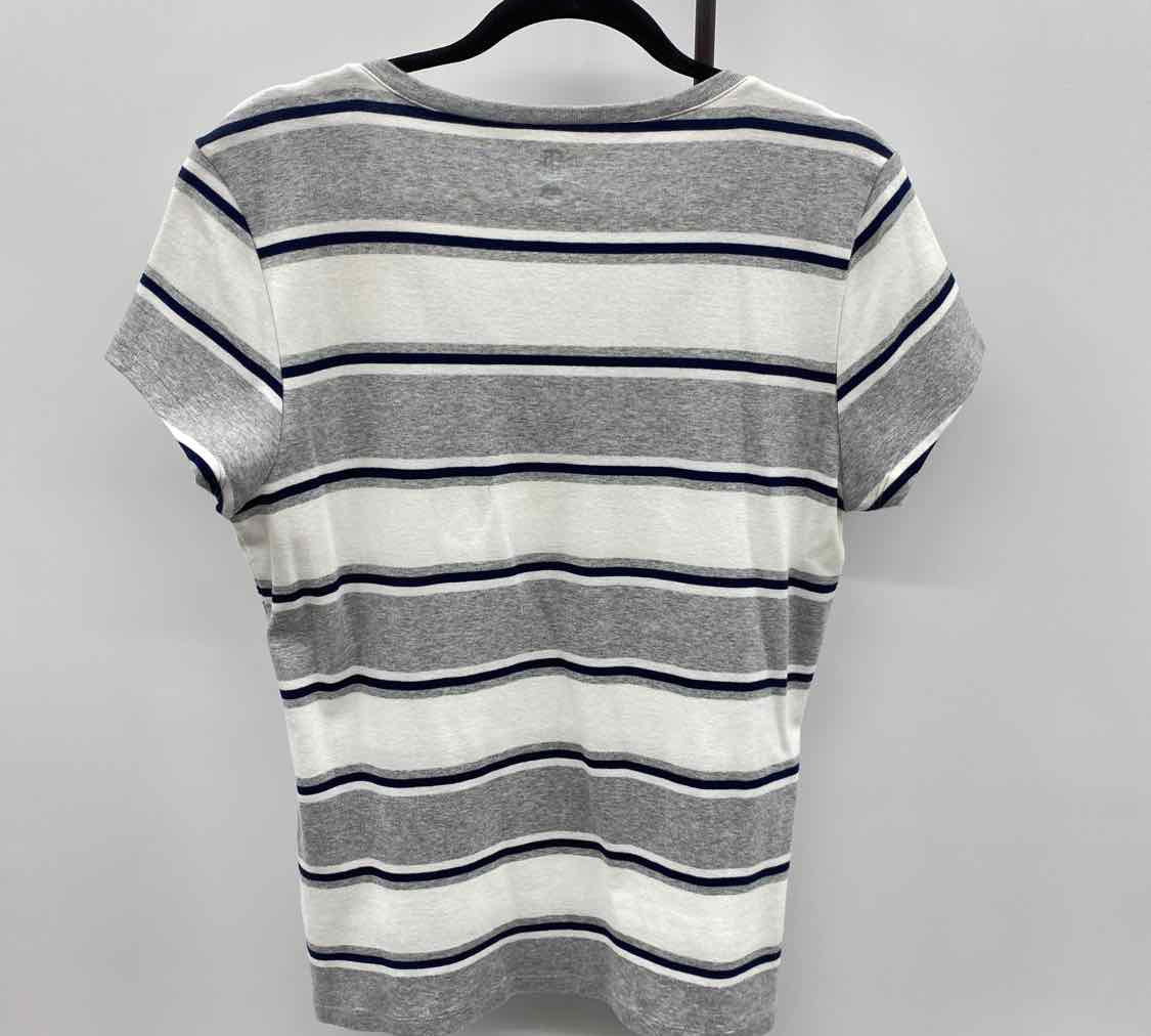 Tommy Hilfiger Women's Size XL Gray Stripe Short Sleeve Shirt