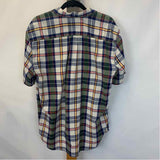 St Johns Bay Men's Size L Navy Plaid Short Sleeve Shirt