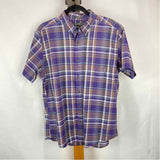 Eddie Bauer Men's Size L Purple Plaid Short Sleeve Shirt