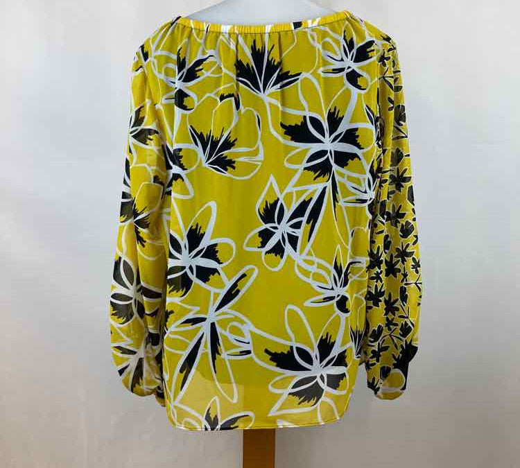 Alfani Women's Size L Yellow Floral Long Sleeve Shirt
