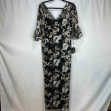 Adrianna Papell Women's Size 12 Black Embroidered Gown/Evening Wear