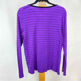 Ralph Lauren Women's Size XL Purple Stripe Long Sleeve Shirt