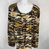Jones New York Women's Size XL Tan Tiger Long Sleeve Shirt