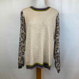 Mystree Women's Size L Beige Leopard Sweater