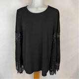 Adrianna Papell Women's Size L Black Lace Long Sleeve Shirt