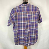 Eddie Bauer Men's Size L Purple Plaid Short Sleeve Shirt