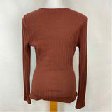 Lush Women's Size L Rust Ribbed Long Sleeve Shirt