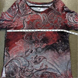 CJ Banks Women's Size 1X Red Print Long Sleeve Shirt