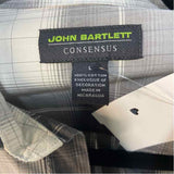 John Bartlett Men's Size L Gray Plaid Long Sleeve Shirt