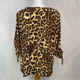 Chico's Women's Size L Brown Leopard Long Sleeve Shirt