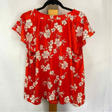 Sanctuary Women's Size 1X Red Floral Short Sleeve Shirt
