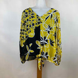 Alfani Women's Size L Yellow Floral Long Sleeve Shirt