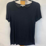 Marled Women's Size S Black Ribbed Short Sleeve Shirt