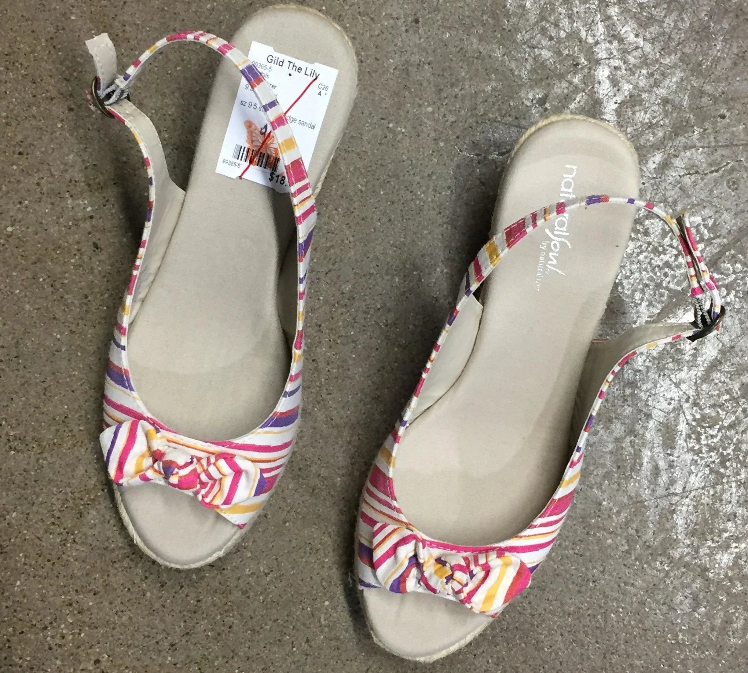 Naturalizer Striped Wedges, Size 9.5 - Gild the Lily